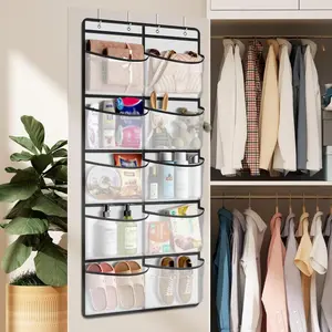 Hanging Storage Bag, 1 Count Large Capacity Clothes Storage Bag with 5/10pcs Pockets, Storage Compartment, Space Saving Storage Organizer for Bedroom Living Room