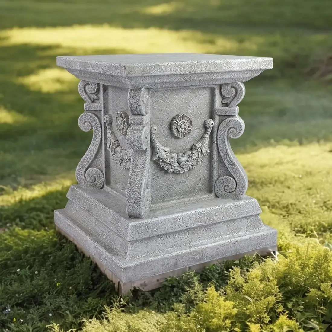 Square Garden Pedestal Sculpture Plinth Base Riser Pedestal Statuary Stand Outdoor Decor, Indoor Outdoor Sculptural Garden Plinth Base Statue Riser Home Decoration