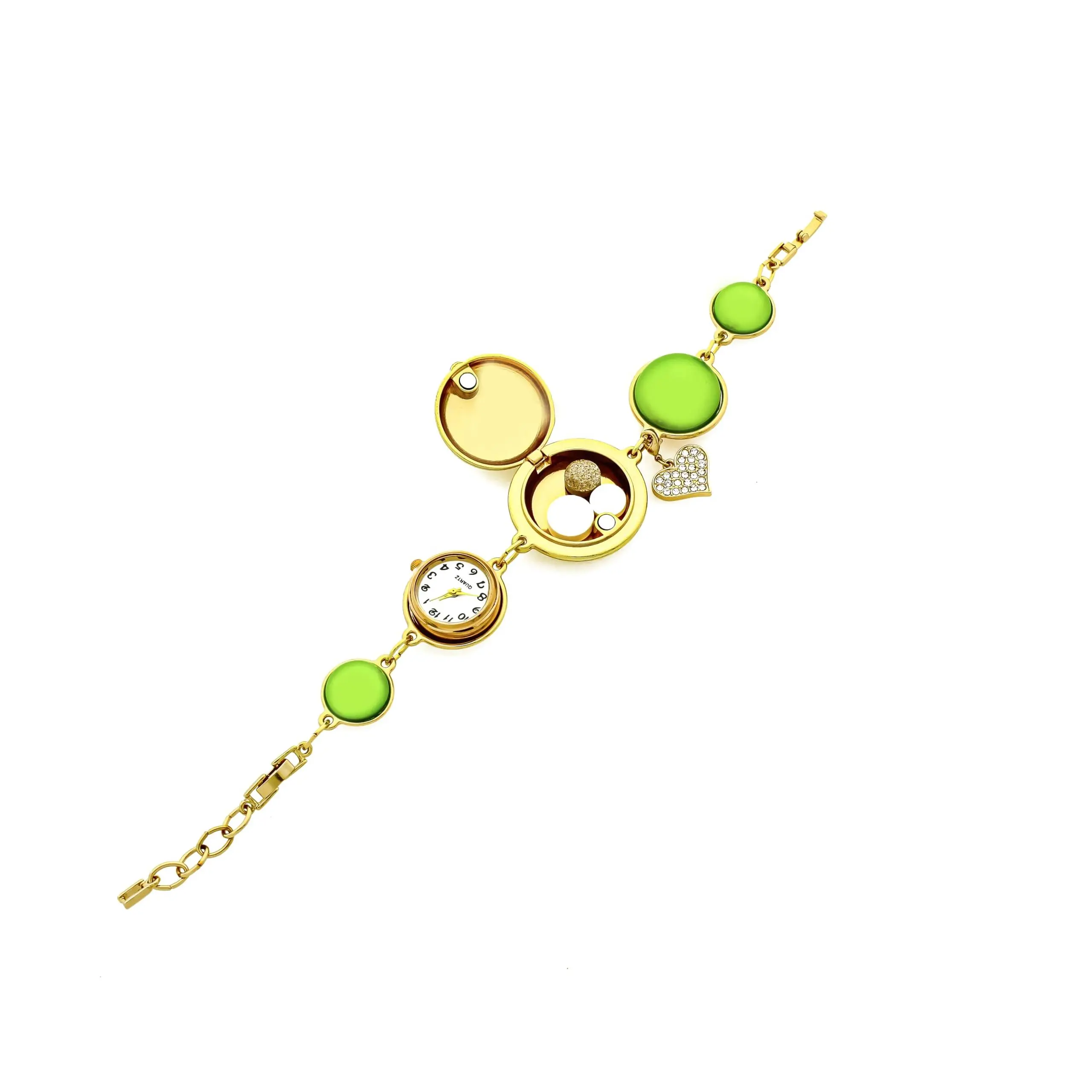 Locket bracelet with middle compartment. (Green)
