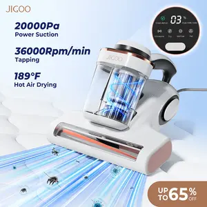 Jigoo Mattress Vacuum Cleaner for Dust Mites Removal, Bed Vacuum Cleaner with UV-C Light & 189℉ Hot Air& LED Display, Hyper Helix Motor&20Kpa Powerful Suction Double-Cup Handheld Vacuum Cleaner for Bed Couch Sofa