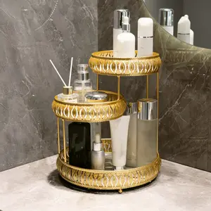 Makeup Storage Shelf 3 Tier Countertop Organizer, Cosmetics Organizer Storage for Bathroom Vanity, Toiletries Storage Rack with Stable Structure