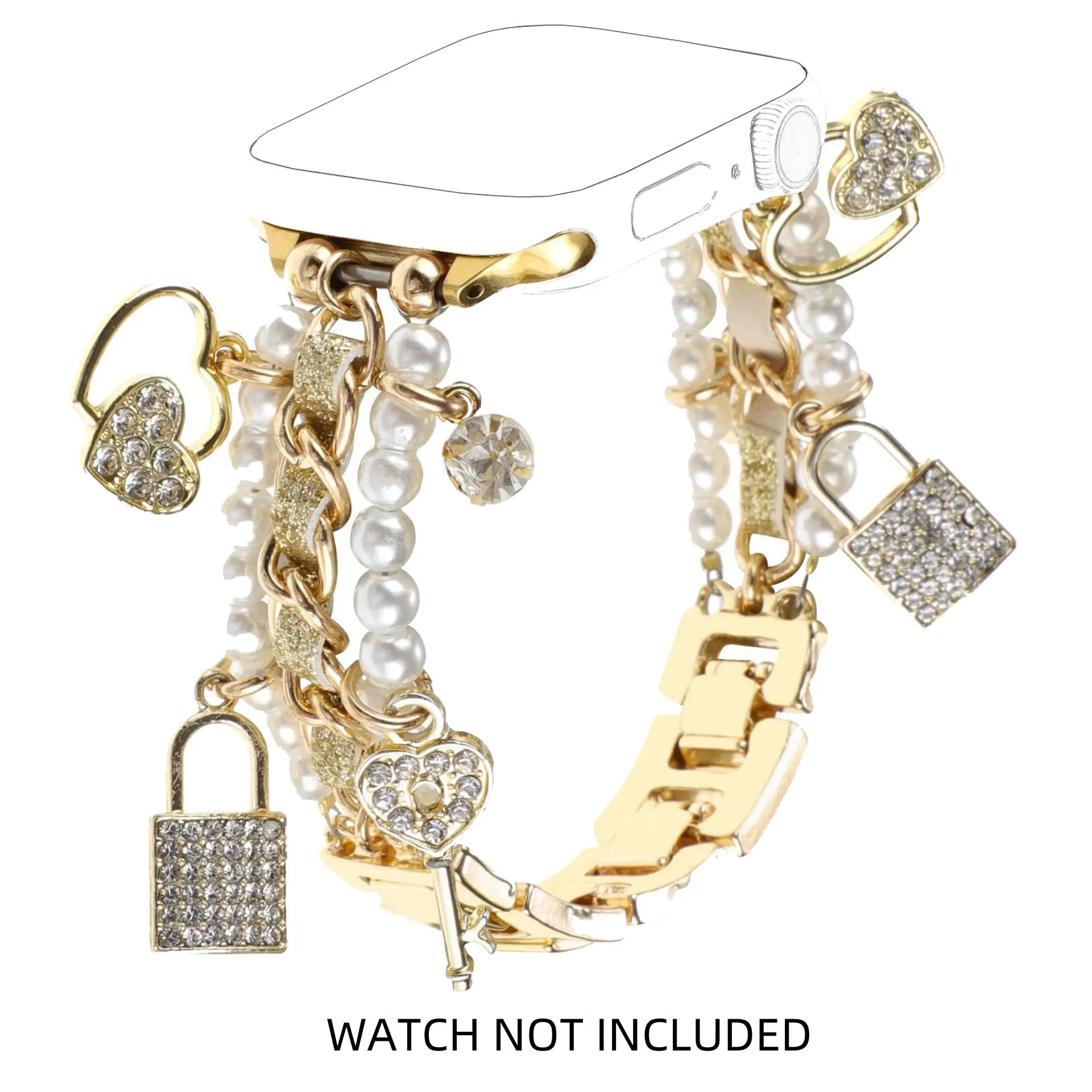 Fashion Watch Band with Unique Pendant, Replacement Smartwatch Strap with Chain Charms for Apple Watch Series 10 9 8 7 6 5 4 3 2 SE Ultra, Smart Watch Strap, Smart Watch Accessories, Wearable Tech Accessories, Wearable Accessory