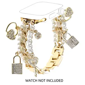 Fashion Watch Band with Unique Pendant, Replacement Smartwatch Strap with Chain Charms for Apple Watch Series 10 9 8 7 6 5 4 3 2 SE Ultra, Smart Watch Strap, Smart Watch Accessories