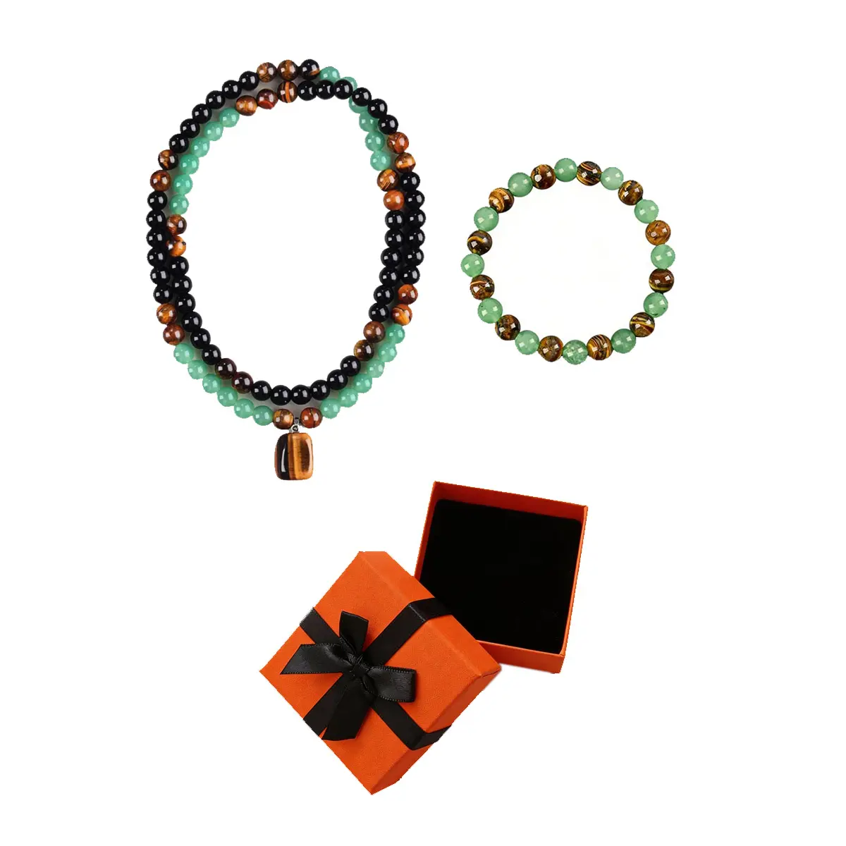 Orange gift box + necklace+bracelet