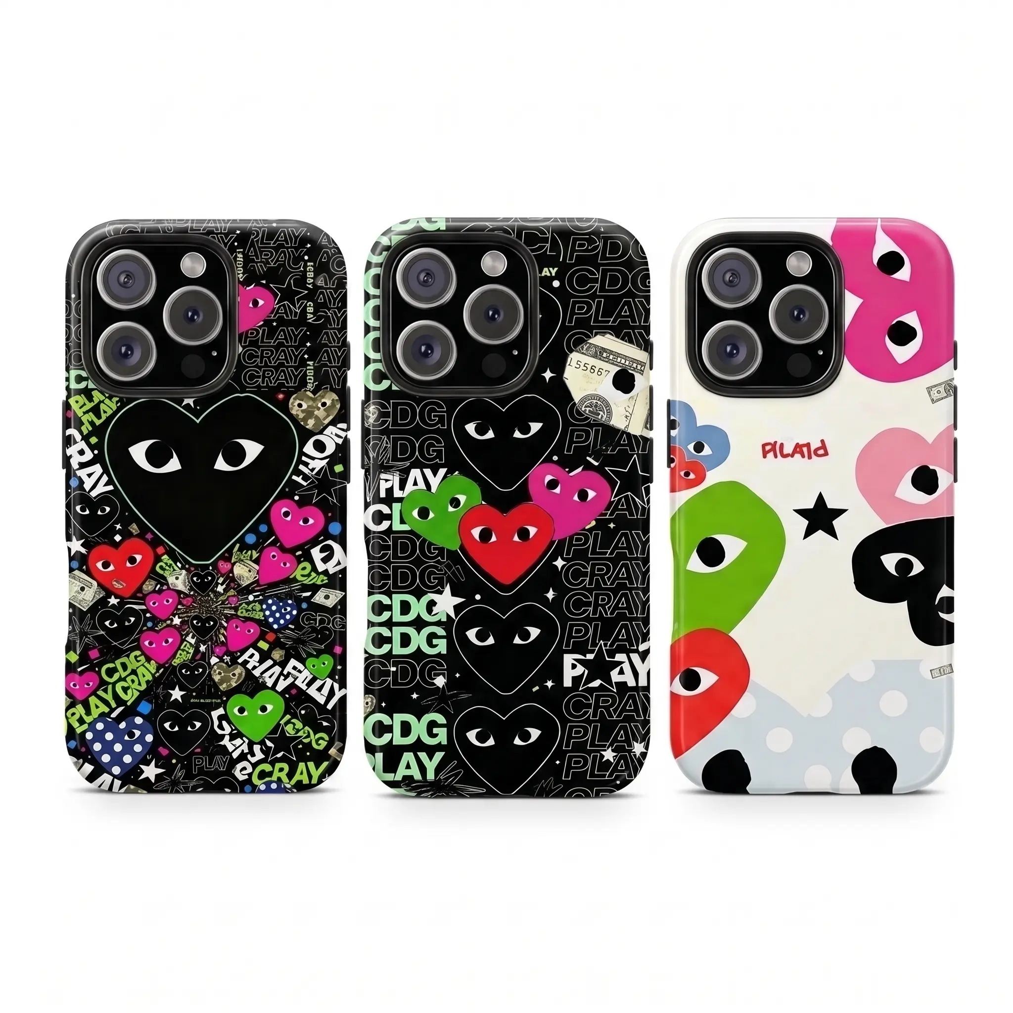 Matte Graffiti Heart Eye Art Pattern Phone Case - Trendy Designer Aesthetic, Shockproof Protection Accessory For iPhone 17 Pro Max, 16, 15, 14, 13, 12, 11 Pro Max, Accessories