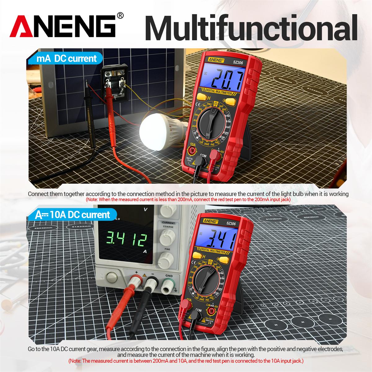 ANENG SZ306 Professional Smart Digital Multimeter for Electricians, AC/DC Voltage, DC Current, Resistance & Diode Tester Up to 20MΩ, Home & Automotive Repair Tool ANENG SZ306 High Precision Multimeter Tester, Smart Digital Voltmeter, Diode T