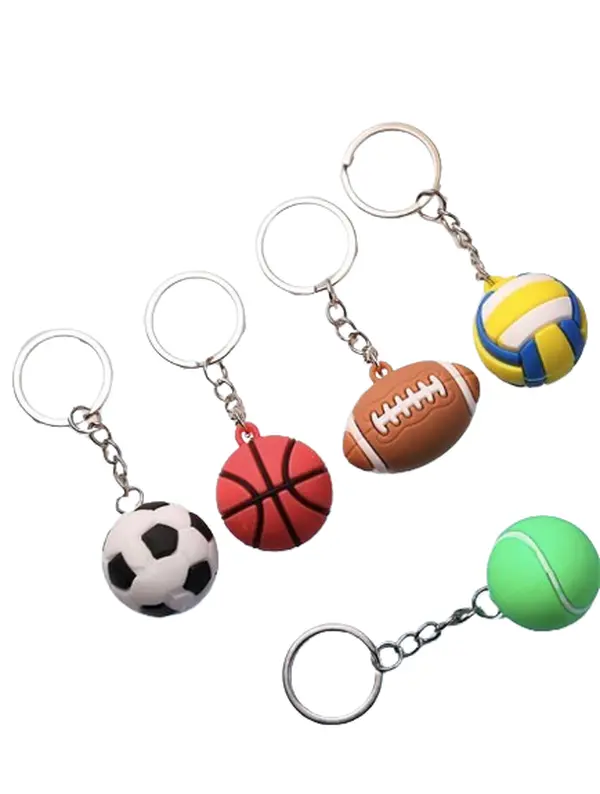 4-Pack 3D Sporty Ball Keychain Collection - Fashion Accessory Keychains for Daily Use, Ball Keychain Keychains