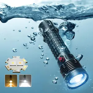 Portable Diving Flashlight, USB Rechargeable Scuba Flashlight, IPX8 Underwater 30m Diving Torch, Diving Lamp, Suitable for Diving, Fishing, Underwater Hunting