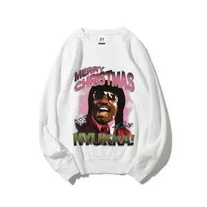 Men's Cotton Christmas Sweatshirt, Funny Merry Christmas Nyukka Graphic Pullover, Retro Holiday Crewneck Top