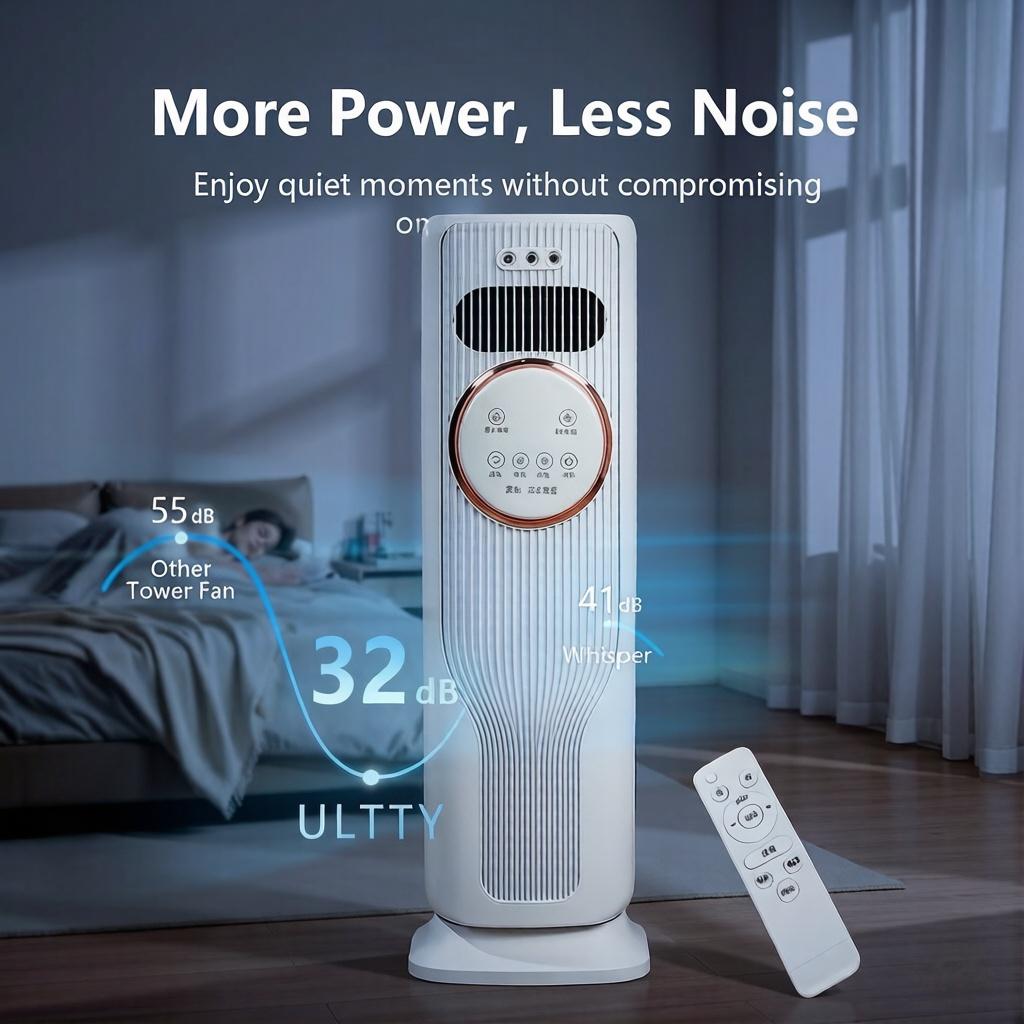 2-in-1 Bladeless Tower Fan & Space Heater – 3 Speeds, 2 Heat Settings, Remote Control, Ice/Water Cooling, Energy Efficient, Quiet Operation – All-Season Home Comfort Essential