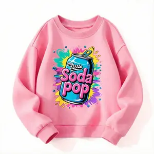 Girls'  Stylish Print sweatshirt, Casual Top for, Round-Neck sweatshirt for Boys and Girls，Colorful Cartoon Soda Can Graphic sweatshirt