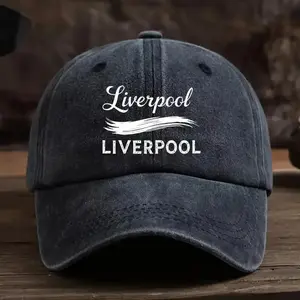1pc Liverpool Print Baseball Cap - Retro Soft Comfortable Dad Hat, Adjustable Snapback Unisex Outdoor Fishing Vacation Grandpa Hat for Men & Women, Breathable Fabric
