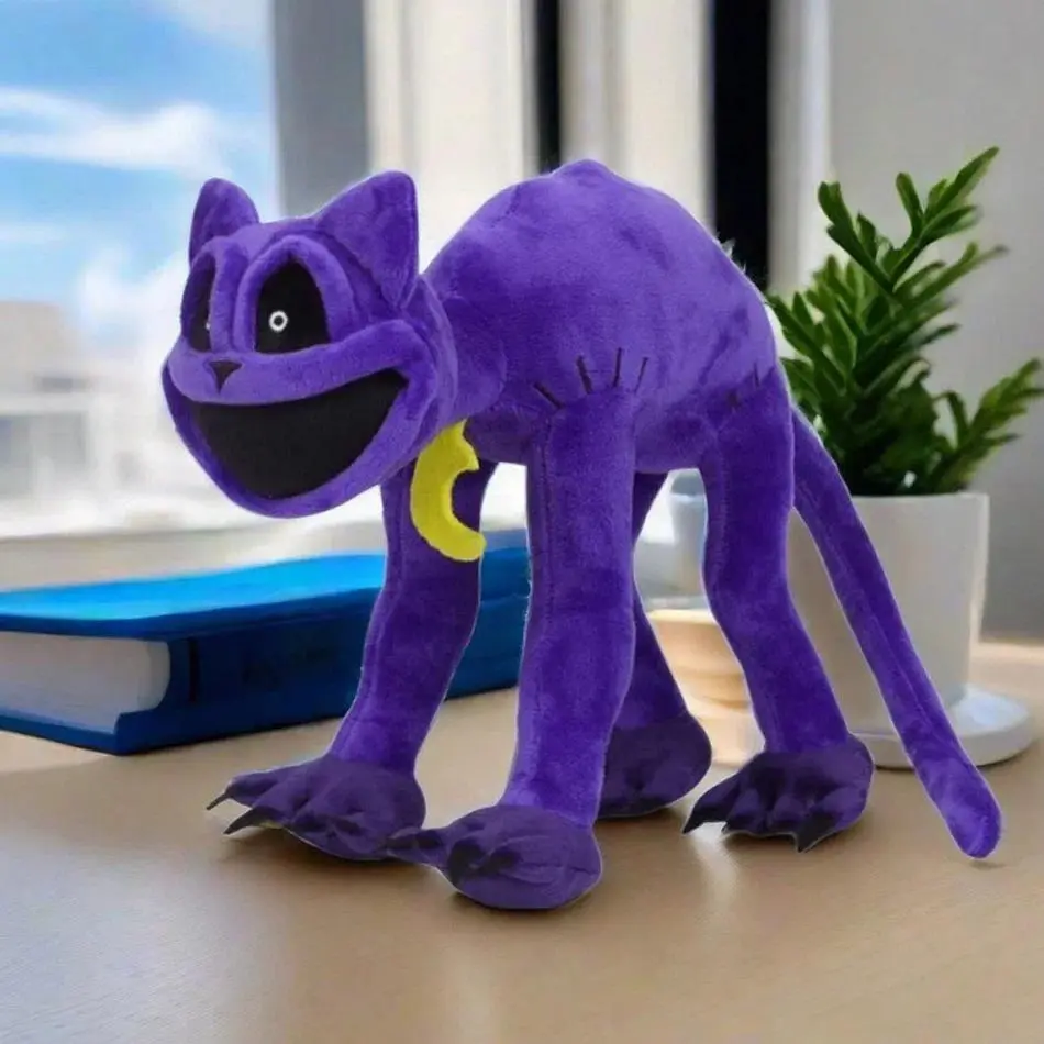 30CM Smiling Little Animal Plush Toys Purple Cat Soft Stuffed Plushie Miss Delight Doll Decoration Birthday Present Gifts