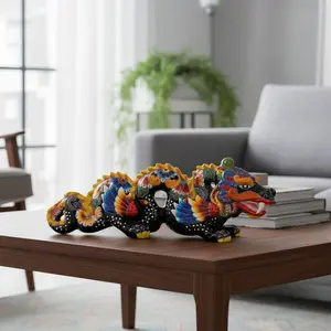 Handmade Talavera Dragon Statue | Vibrant Mexican Cultural Art