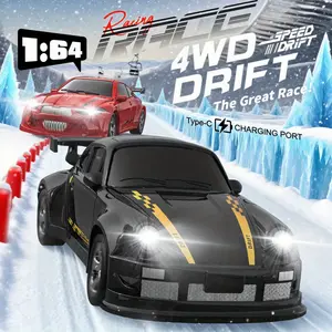 KF20 1:64 Scale Drift RC Car Toy, RC Stunt Car, 2.4GHz 4WD with Front/Rear LED Lights, Tire and Roadblock Tools, USB Rechargeable Lithium Battery, Button Control, Remote with Electronic Locator – Gift for Beginners, Birthday, Christmas, New Year