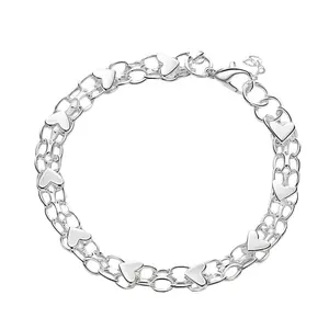 AELNEN 925 Heart Design Bracelet, Dainty Charm Trendy All-Match Exquisite Jewelry for Birthday Gift