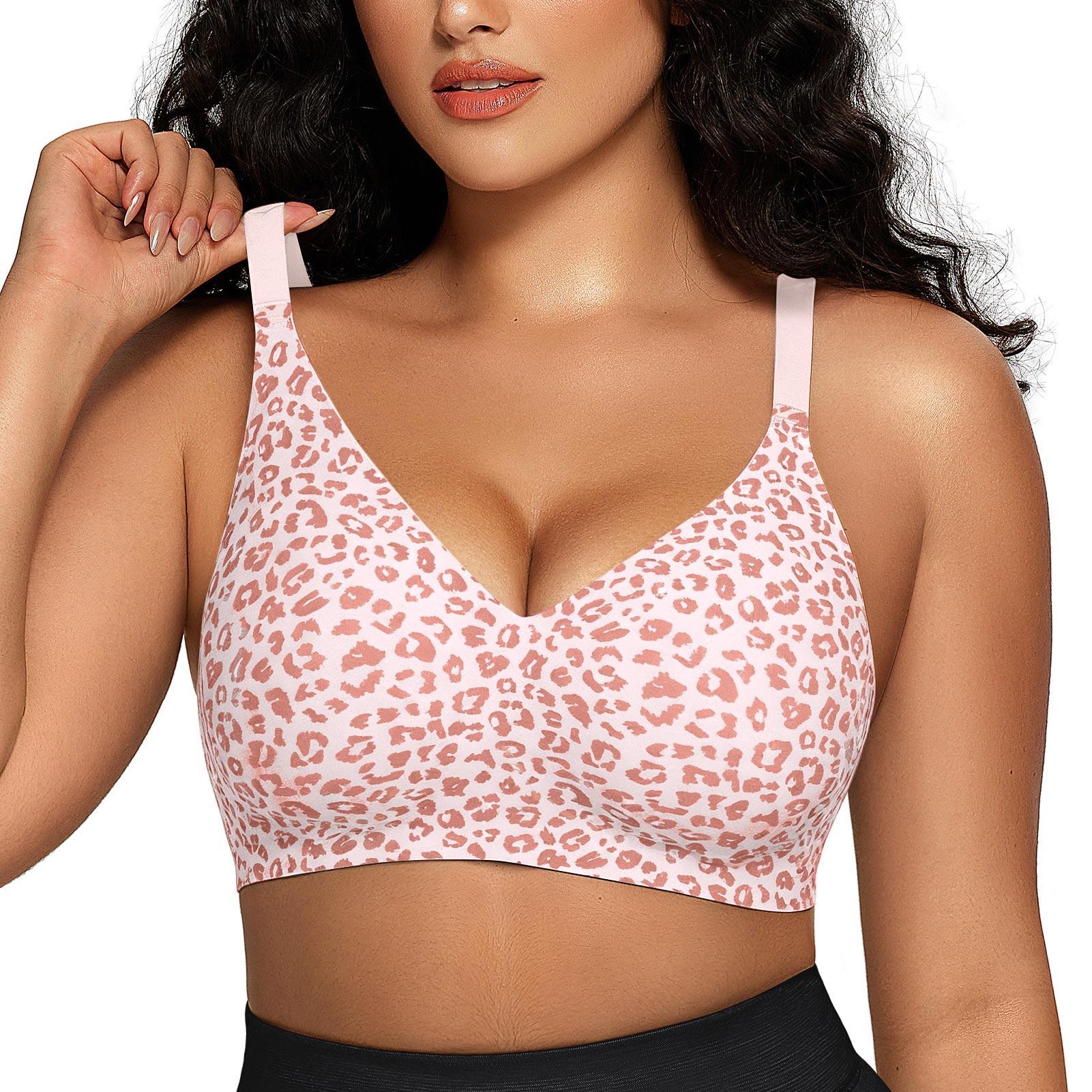 OEAK｜Leopard Print Push Up Bra, Wireless Bra, Seamless Bra, Natural Lift & Clean Confidence