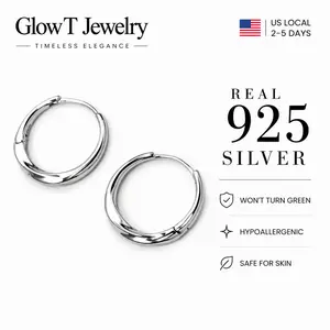 925 Sterling Silver Hoop Earrings, Simple Minimalist Round Design, Lightweight Everyday Huggie Jewelry for Women, Perfect Birthday, Anniversary, or Holiday Gift
