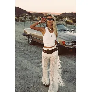Happy Hour Cream Fringe Pants