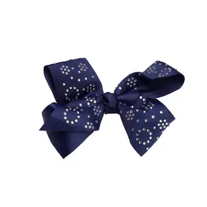 French Toast Jumbo Bow Barrette w/Rhinestone Clusters