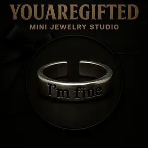 YOUAREGIFTED MJS I'm Fine Save Me Simple Rings for Men & Women Adjustable Couple Jewelry with Open Design Unisex Silver Accessory