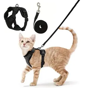 Cat Harness for Walking Escape Proof Kitten Vest Adjustable Strap Leash Set for Small Cats Puppy Breathable Mesh Soft Lightweight Outdoor Walk Training Pet Supplies for Cats