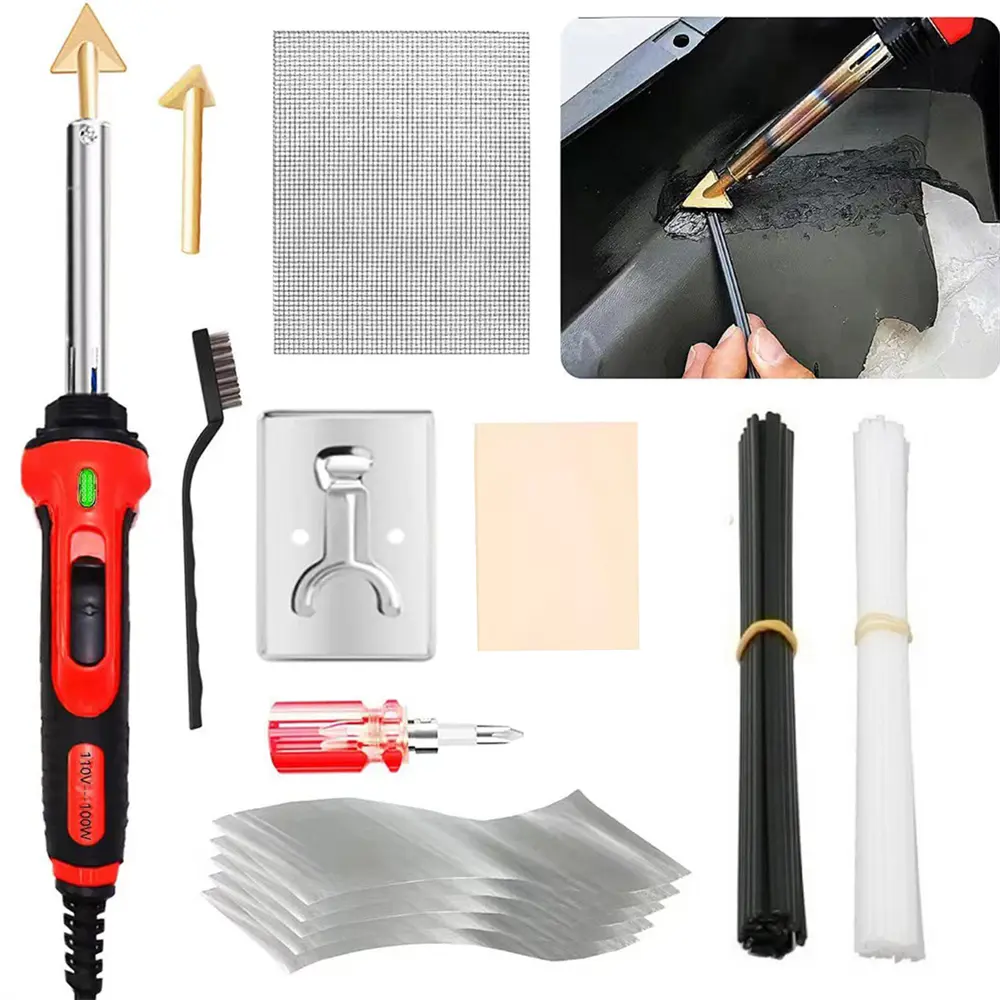 Plastic welding machine, car bumper repair machine, smoothing tool, car bumper repair kit, plastic welding gun, soldering iron bracket, DIY tool, plastic welding kit, welding tool set (red), Handheld Welding Machine, Plastic Welder Kit