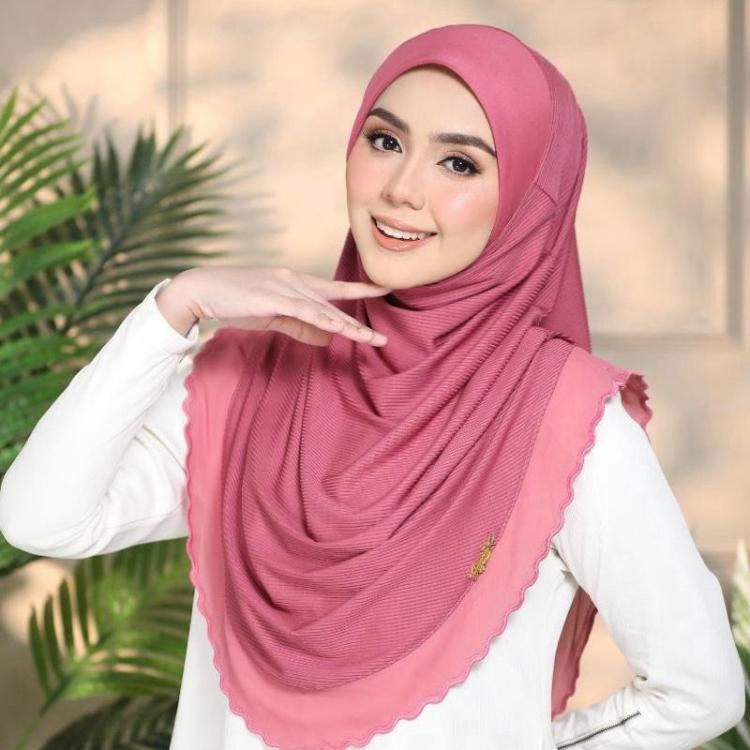 Layered instant Ironless cotton ribbed hijab in multiple colors perfect for any occasion Solid Color Elegant