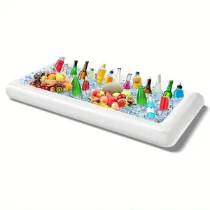 Inflatable Ice Buffet Bar with Drain Plug BBQ Picnic Pool Party Supplies Buffet Salad Food Beverage Tray for Party Picnics Camping Swimming Pool Portable Swimming Pool Set