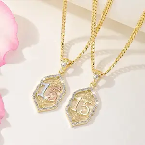 14k Gold Plated 15th Birthday Pendant Elegant Sparkle for Your Most Special Day Luxurious Look and Sparkling Appearance Perfect Gift