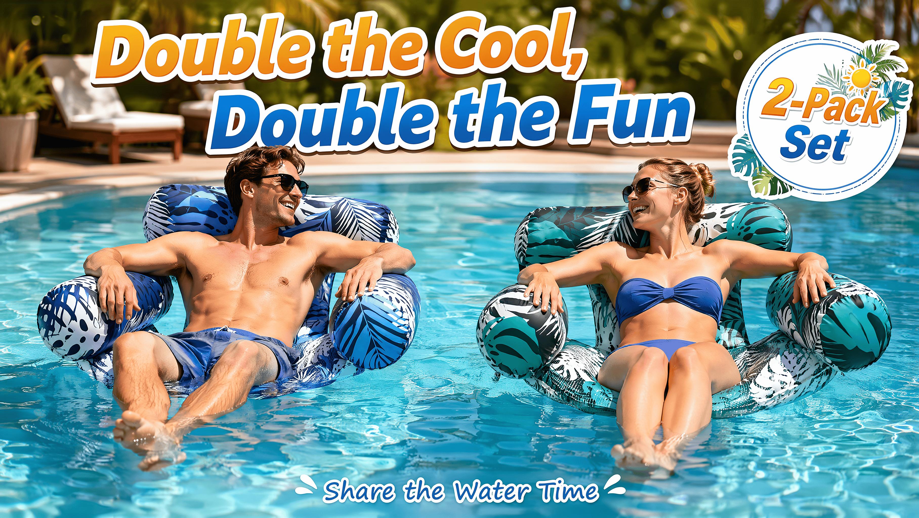 2-Pack Inflatable Pool Hammock Lounger, Floating Chair with Ergonomic Backrest, Adult Water Float Seat for Pool Lake Beach, Lightweight Foldable Lounge for Summer Hangouts & All Day Water Comfort, Pool Floats, Floats For Pool
