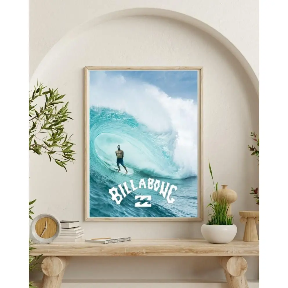 [Up to 65% Off][Free Shipping][No Frame] Billabong Surfer Wave Paper Print - Ocean Adventure Graphic Poster, Extreme Sports Wall Art, Home Room Decoration