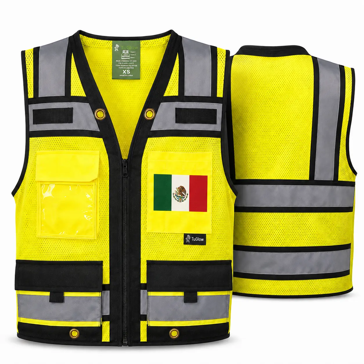 Superintendent Vest with custom USA Flag or other flags, High Visibility Reflective Safety, Mesh Safety Vest with Zipper and Multi pockets AMERICAN SIZE Superintendent Vest with custom USA Flag or other flags, High Visibility Reflective Safety, Mesh Safety Vest with Zipper and Multi pockets AMERICAN SIZE