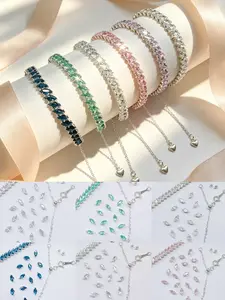 DIY Solid Color Tennis Bracelet Making Kit, Adjustable Clasp, Includes Claw-Set Rhinestones, Clasp, Wire, Beads, Jewelry Making Supplies, All Seasons
