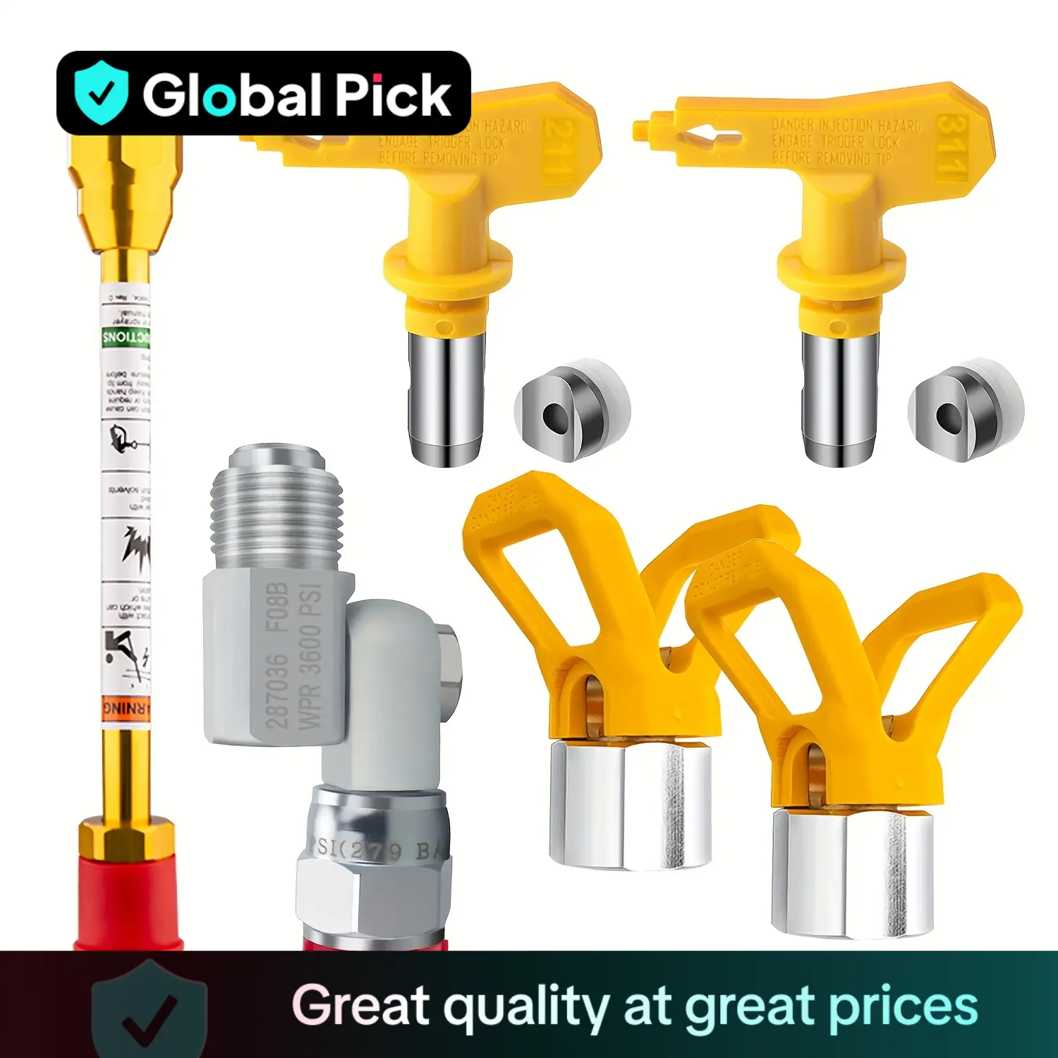 Paint Spray Tool Kit, 1 Set 180° Rotating Paint Spray Connector Kit, Including Connector, Extension Rod, Nozzle Protector & Nozzle, Paint Spray Tool K