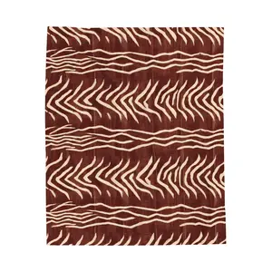 Brown Zebra Stripe Velveteen Plush Blanket | Animal Print, Cozy Throw