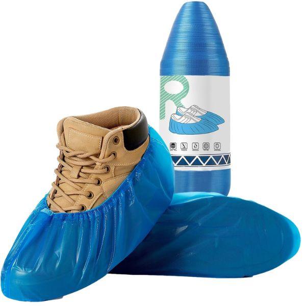 70 Pack Disposable Shoe Covers Non Slip Waterproof, CPE Booties with Compact Tear Off Roll, Indoor Shoe Covers for House Cleaning, Open House, Construction, One Size