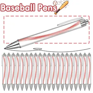 20 Pack Baseball Ballpoint Pens, Black Ink Retractable Sports Themed Writing Pens with Baseball Stitch Design, Novelty Pen Gifts for Baseball Fans, School Office Supplies, Party Favors