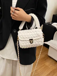 Handwoven Mini Crossbody Bag, Braided Cloth Material, Vintage Square Purse for Daily & Commute Use