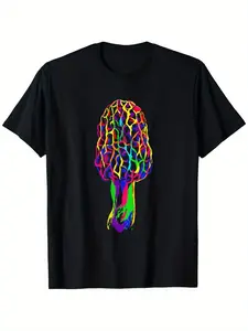 Colorful Morel Mushroom T-Shirt Suitable For Unisex Personality Casual Round Neck Outdoor Short-Sleeved T-Shirt Men'S Summer Clothes Mens T Shirt Slightly Elastic S-XXXLgraphic Tees Men Shirts Streetwear White Shirt Black Shirt halloween clothes graphic t