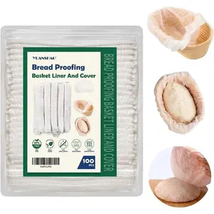100 Pcs Elastic Non-Woven Non-Stick Banneton Liner Bread Proofing Basket Cover Prevents Dough from Sticking to Basket