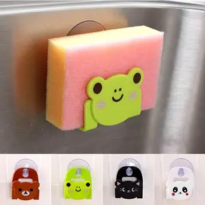 Cute Cartoon Frog Sponge Holder 1pc Kitchen Sink Sponge Dish Cloth Scrubbers Holder Soap Rack Drainer Rack Kitchen Organizer Bathroom Accessories Green