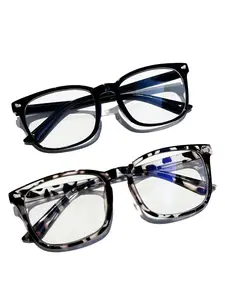 Blue Light Blocking Glasses Unisex 2 Pack, Stylish Square Frames Eyeglasses, Gaming Computer Eyewear, PC UV Protection, No Prescription Blue Light Glasses