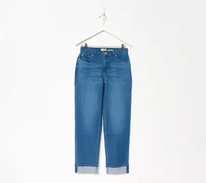 LOGO by Lori Goldstein Petite Indigo Turn-Up Cuff Ankle Jeans