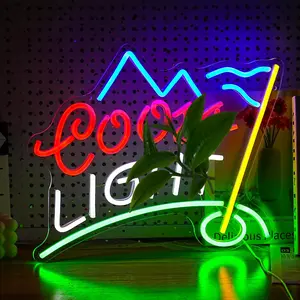 A golf neon wall decoration, men's cave, bar creative neon lights. Golf club background light wall decoration