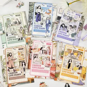 90 piece vintage sticker pack featuring casual characters lifestyle themes, made PET waterproof material, vintage style, self adhesive, DIY journal decoration scrapbook material stickers