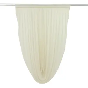 Sheer Chiffon Valance Curtain 4ft x 6ft – Beige Wedding Arch Voile Drape with Rod Pocket, Backdrop Panel