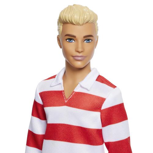 Mattel - Barbie Fashionistas Ken Doll #241 in Red Striped Top And Pink Shorts With White Sneakers, Blonde  [Collectible Figurine/Statue/Bust] Paper Doll