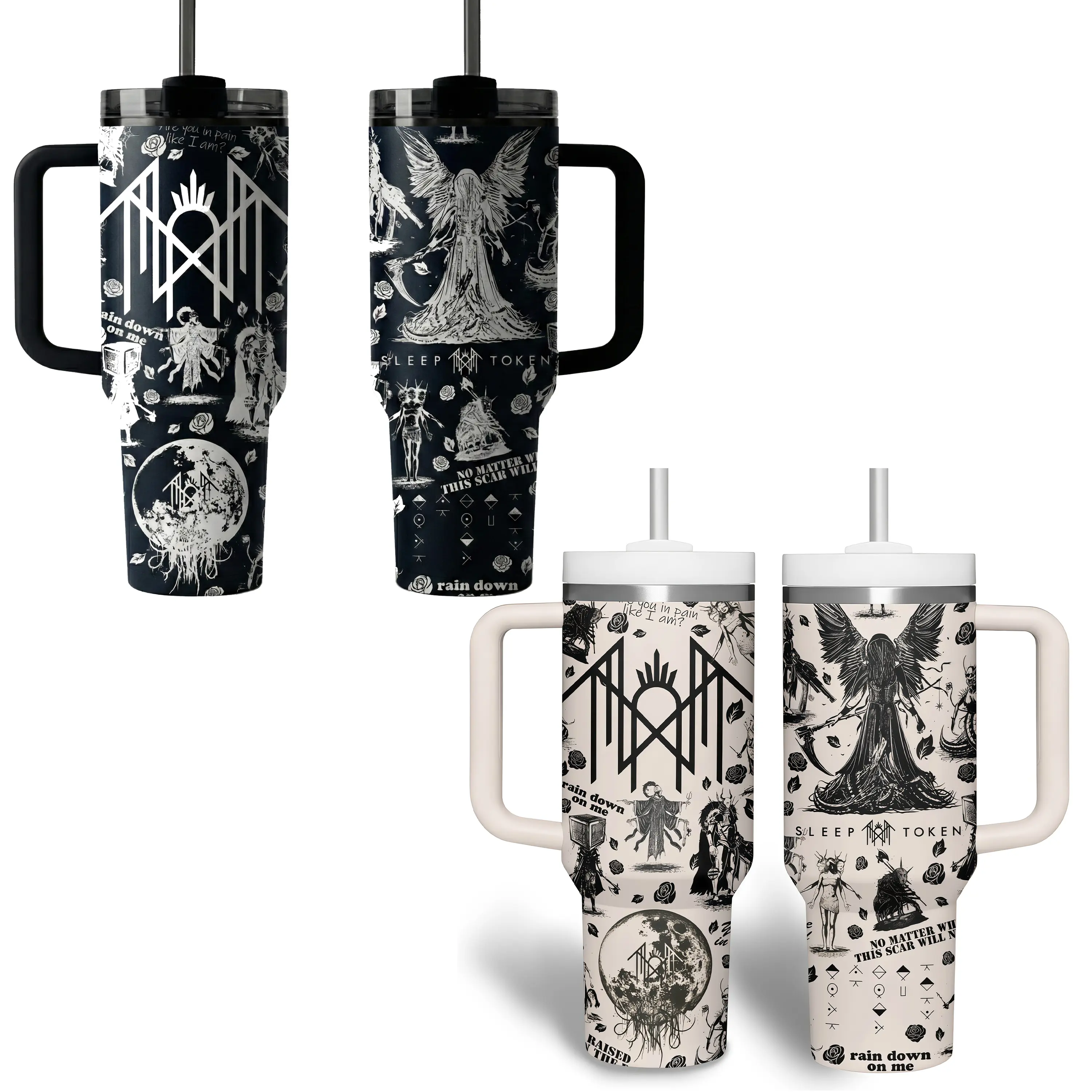 Sleep Token Band Cup, SleepToken 40oz Tumbler With Handle, Heavy Metal Fans Gift, Fashion Drinkwear Stainless Steel