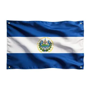 Bandera de El Salvador 3x5 Ft 100D Flag for Fiestas & Independence with Hooks